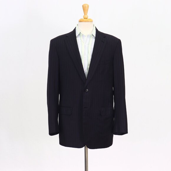 Brioni 42L Navy Blazer Sport Coat Jacket 2-Button Stripe Y865